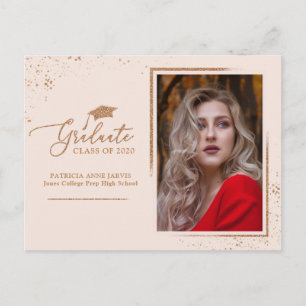 Abschluss Chic Abschlussankündigung Roségold Glitt Postkarte