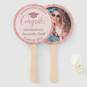Abschluss Chic Rose Gold Pink Graduate Foto Fächer