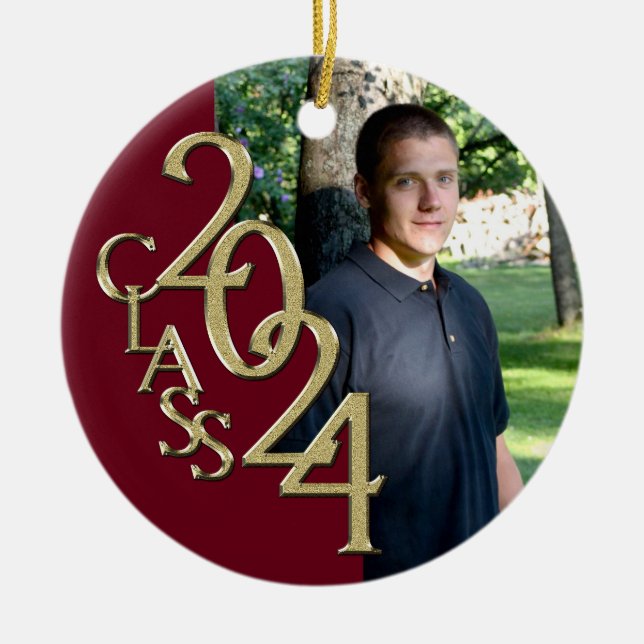 Abschluss Class 2022 Foto Burgundy mit Gold Keramik Ornament (Vorne)