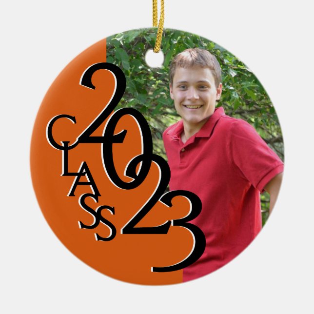 Abschluss Class 2023 Foto Orange Keramik Ornament (Vorne)