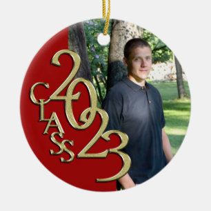 Abschluss Class 2023 Foto rot mit Gold Keramik Ornament