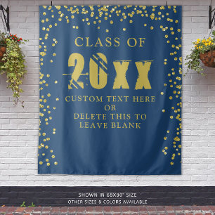 Abschluss CLASS JAHR Blue Gold Confetti Hintergrun Wandteppich