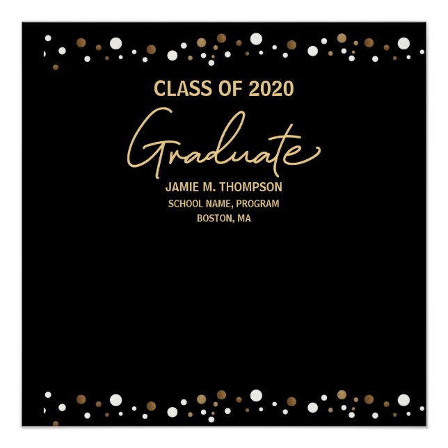 Abschluss Class of 2020 Gold/Black Elegant Poster (Vorderseite)