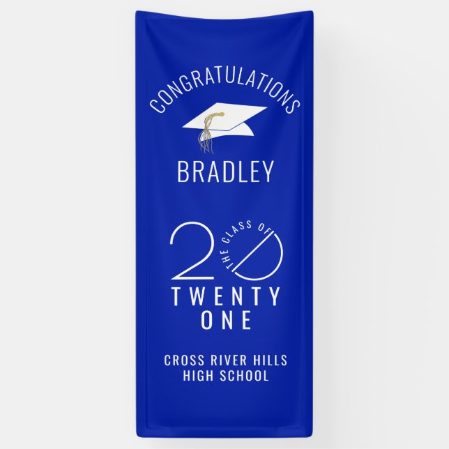 Abschluss CLASS OF 2021 Typografie Royal Blue Banner (Vertikal)