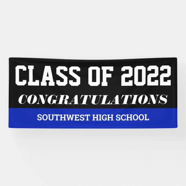 Abschluss Class of 2022 Herzlichen Glückwunsch Blu Banner (Horizontal)
