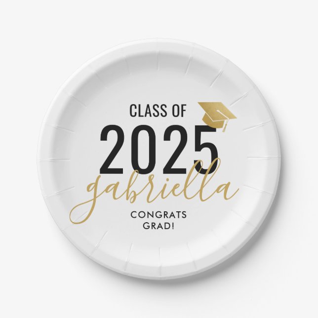 Abschluss Class of 2022 Modern Gold and Black  Pappteller (Vorderseite)