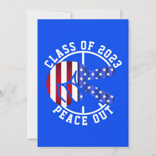 Abschluss Class of 2025 Peace Out Graduate Blue Einladung