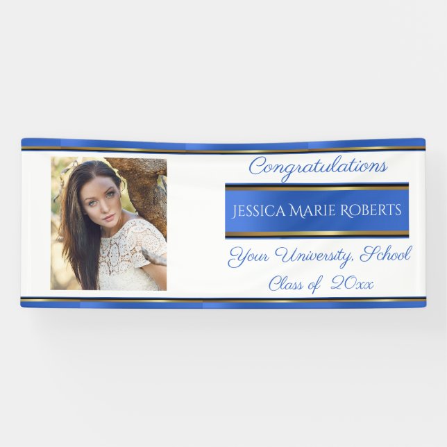 Abschluss, Class of, Blue & Silver, Foto, Banner (Horizontal)