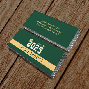 Abschluss Class of Green Gold Contact Info Name Mini Visitenkarte