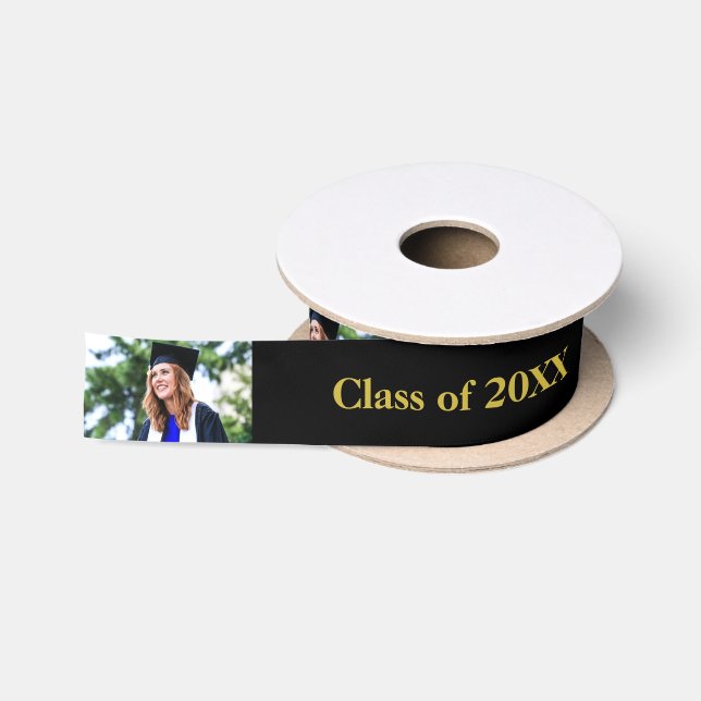 Abschluss Class of Year Individuelle Name Foto Gol Satinband (Spule)
