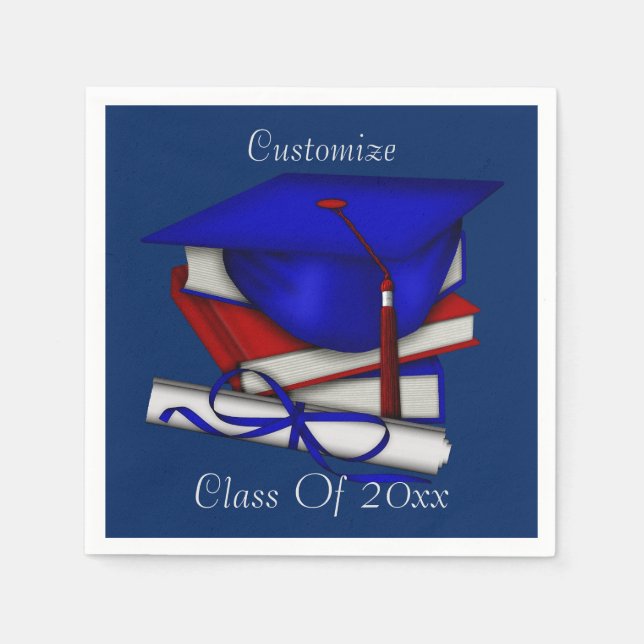 Abschluss & Class Wiedersehen Cap & Diploma Napkin Serviette (Vorderseite)