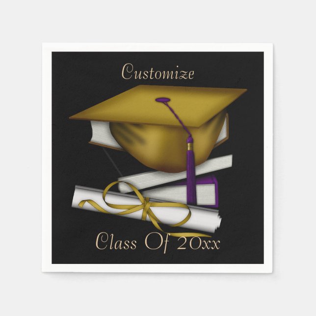Abschluss & Class Wiedersehen Cap & Diploma Napkin Serviette (Vorderseite)