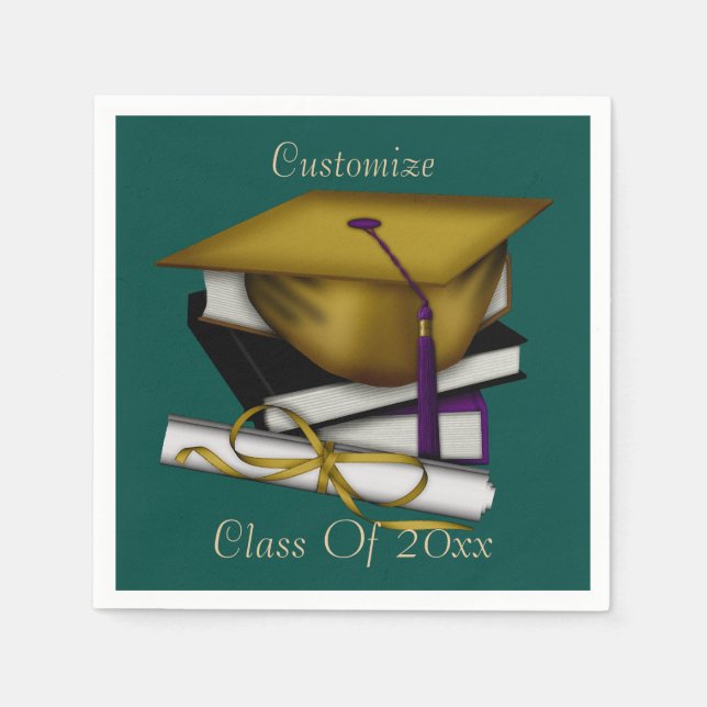 Abschluss & Class Wiedersehen Cap & Diploma Napkin Serviette (Vorderseite)