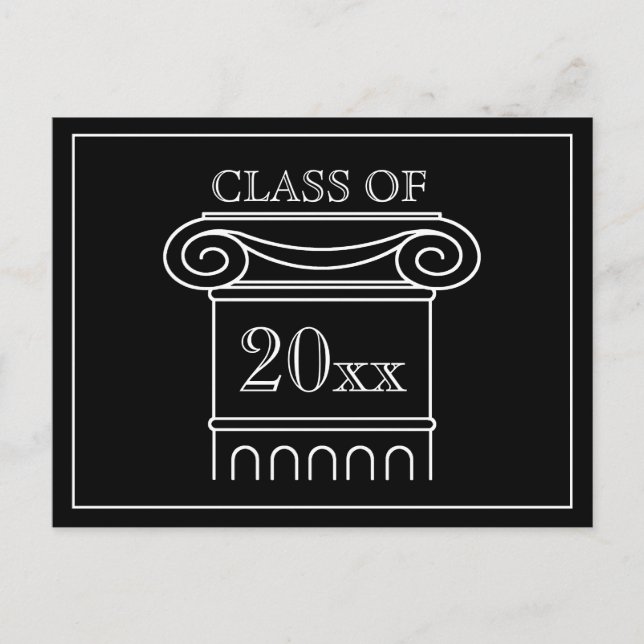 Abschluss Class Year Elegante Moderne Schwarz-weiß Einladungspostkarte (Vorderseite)