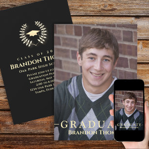 Abschluss Classic Foto Laureate Laurel Gold Einladung