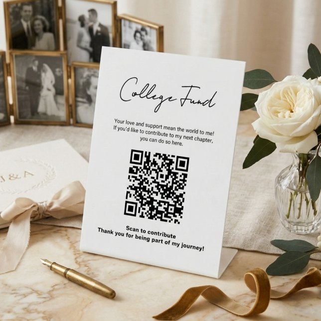 Abschluss College Fonds QR Code Minimalistisch Sockelschild (Von Creator hochgeladen)
