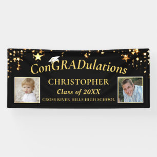 Abschluss ConGRADulationen Foto Black Gold Stars Banner