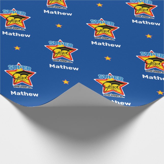 Abschluss Cool Super Grad Editable Name Geschenkpapier (Ecke)