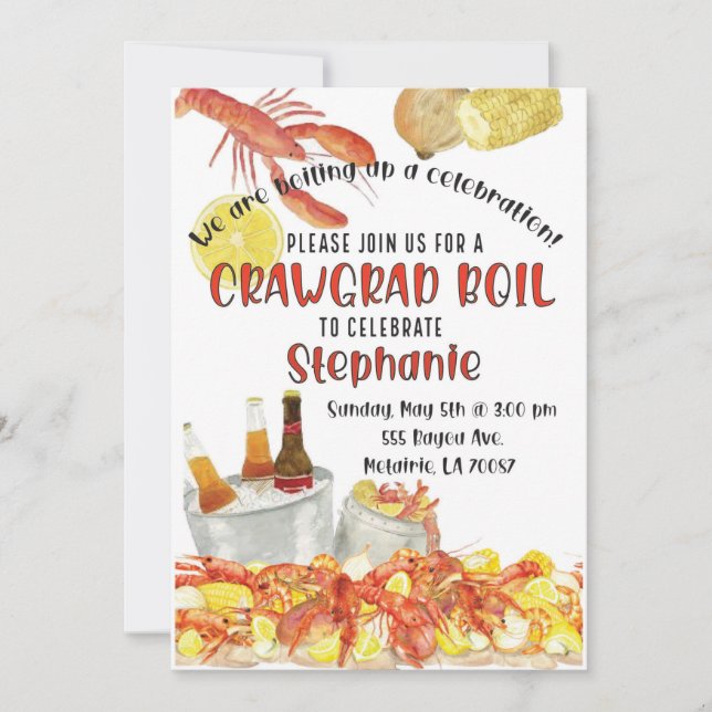 Abschluss Crawfish Boil Einladung (Vorderseite)