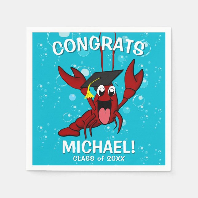 Abschluss Crawfish Boil Hummer Niedlich Meeresfrüc Serviette (Vorderseite)