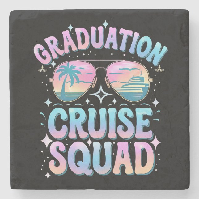 Abschluss Cruise Squad Kreuzfahrt Retro Steinuntersetzer (Vorderseite)