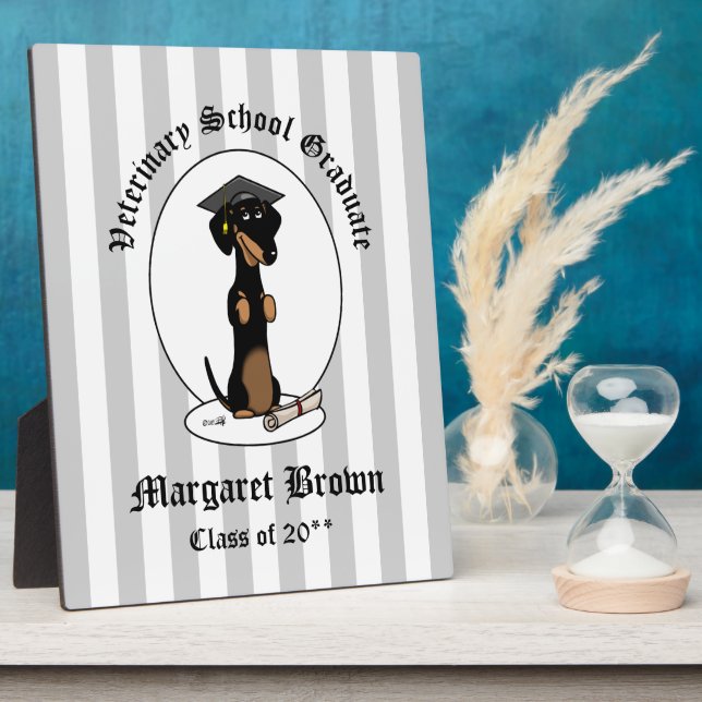 Abschluss Dackel Hund (schwarz & tan) Niedlich Fotoplatte (Seite)