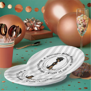 Abschluss Dackel Hund (schwarz & tan) Niedlich Pappteller