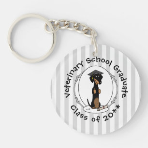 Abschluss Dackel Hund (schwarz & tan) Niedlich Schlüsselanhänger