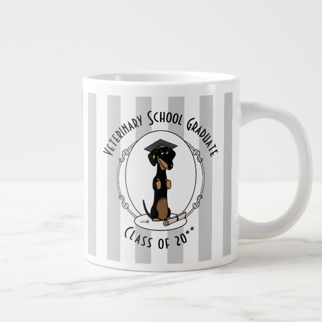 Abschluss Dackel (schwarz & tan) - Niedlicher Hund Jumbo-Tasse (Rechts)