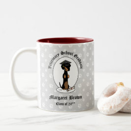 Abschluss Dackel (schwarz & tan) - Niedlicher Hund Zweifarbige Tasse