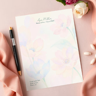 Abschluss Danke Chic Wasserfarbe Floral Schriftzug Briefbogen
