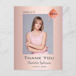 Abschluss danke Foto Rose Gold Moderne Postkarte