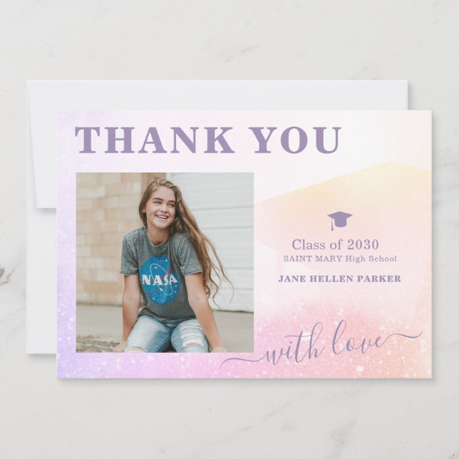 Abschluss danke Ihnen, Girly rosa FOTO Postcard (Vorderseite)