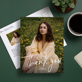 Abschluss Danke Postkarte mit zwei Fotos