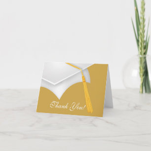 Abschluss Dankeschön Karte White Gold Grad Cap