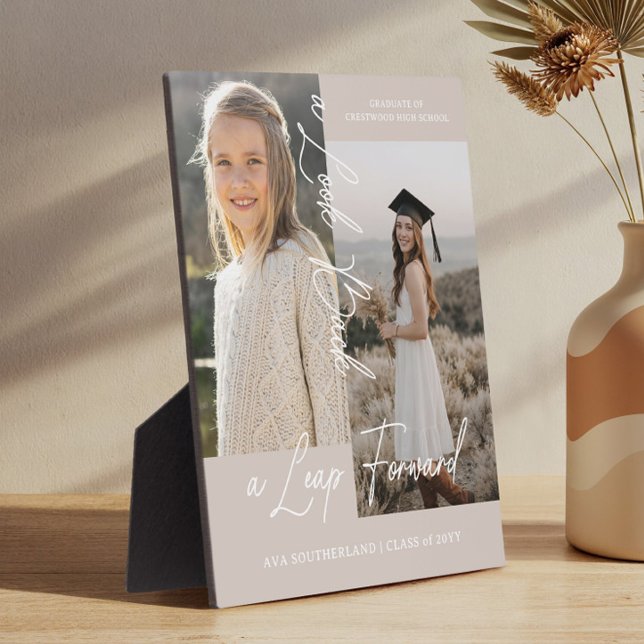 Abschluss dann & Jetzt Grad Foto Collage Keepake Fotoplatte (Graduation Then & Now Grad Photo Collage Keepsake Plaque)