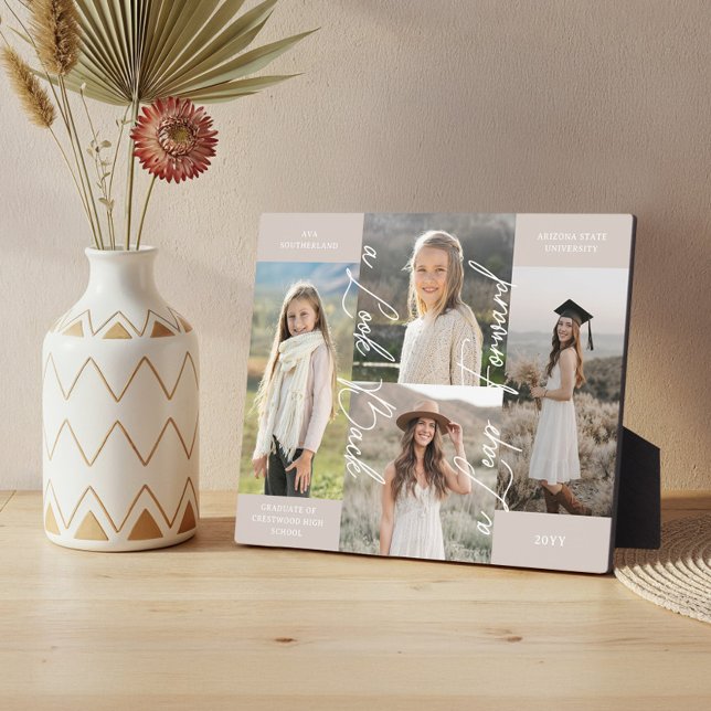 Abschluss dann & Jetzt Grad Foto Collage Keepake Fotoplatte (Graduation Then & Now Grad Photo Collage Keepsake Plaque)