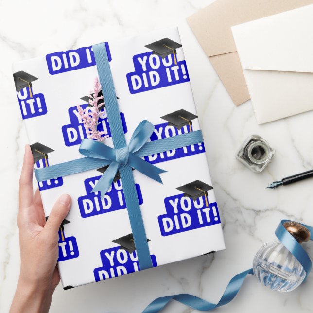 Abschluss, dass Sie es Blue Sign Geschenkpapier (Schenken)