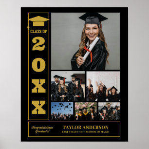 Abschluss Day Senior Class of Foto Collage Black Poster