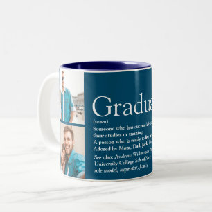 Abschluss Definition Foto-Collage Spaß Blau Zweifarbige Tasse