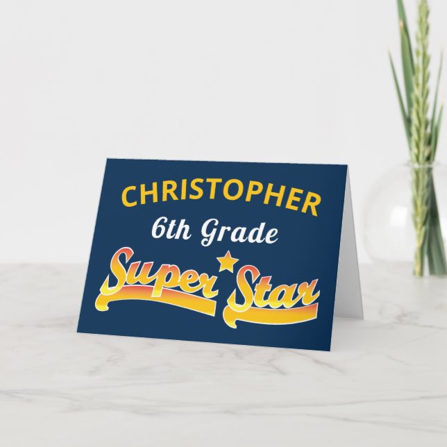 Abschluss der 6. Klasse Super Star School Karte (Vorderseite)