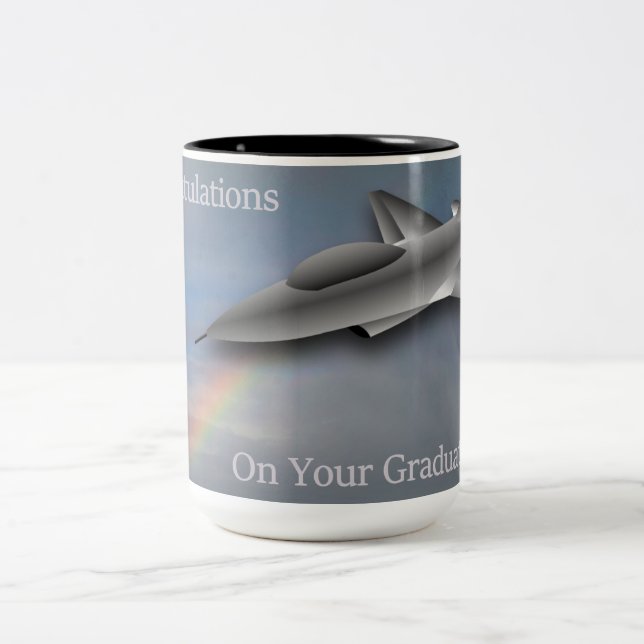 Abschluss der Flugschule Zweifarbige Tasse (Mittel)