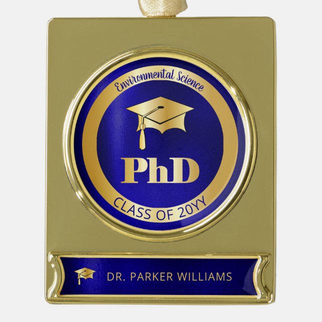 Abschluss der Graduate Graduate School Banner-Ornament Gold (Vorderseite)