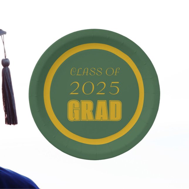 Abschluss der Green and Gold School Colors Pappteller (In Situ Graduation)