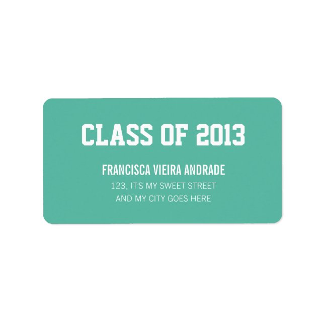 Abschluss der High School 2013 Emerald Green Adressaufkleber (Vorne)