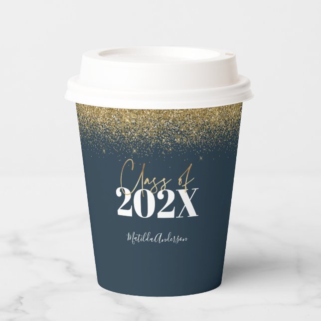 Abschluss der Klassen Blau und Glitzer 22  Pappbecher (Vorderseite)