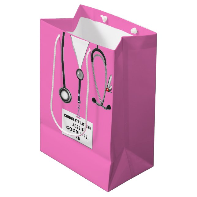 Abschluss der Krankenpflege Mittlere Geschenktüte (Vorderseite Schrägansicht)