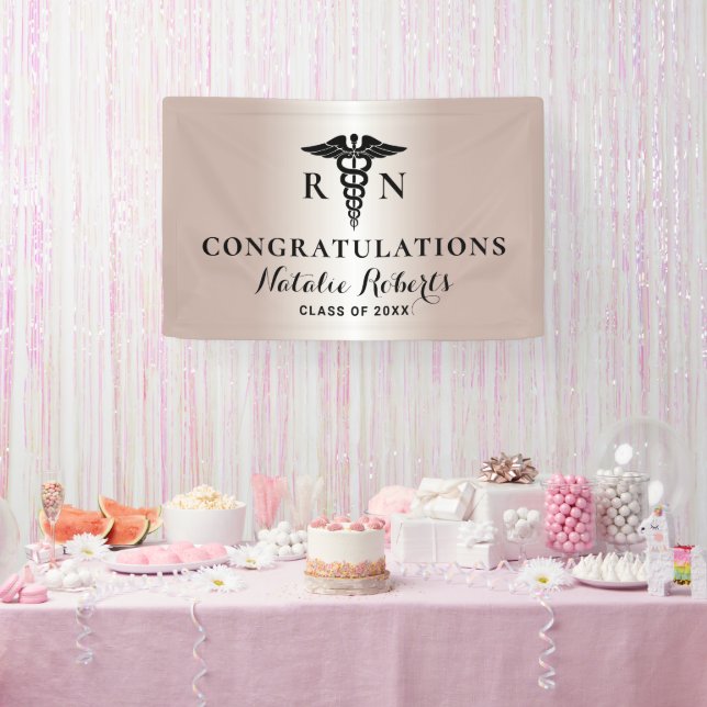 Abschluss der Krankenpflege Moderne Rose Gold  Banner (Party)