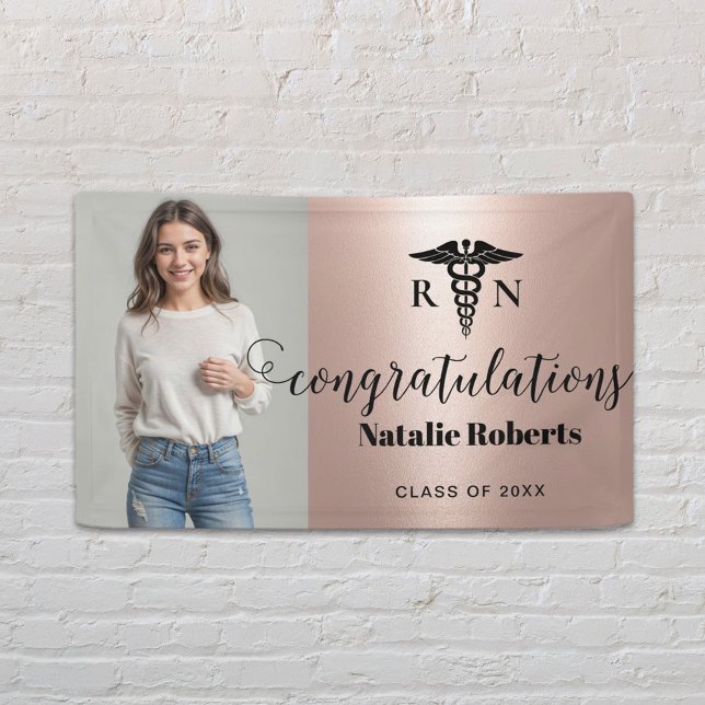 Abschluss der Krankenpflege Moderne Rose Gold Foto Banner (Von Creator hochgeladen)
