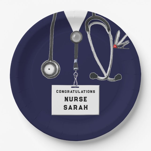 Abschluss der Krankenpflege Pappteller (Vorderseite)